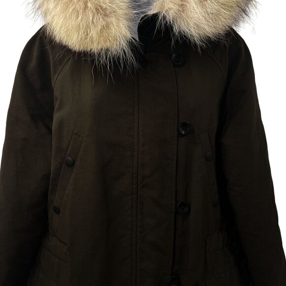 Rag & Bone Waterloo Parka Coat Down Jacket Real Fur Real Leather Olive Green - Picture 9 of 15